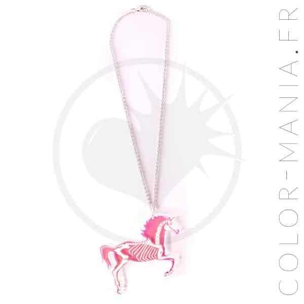 Collier Licorne Squelette Transparent Irisé | Color-Mania