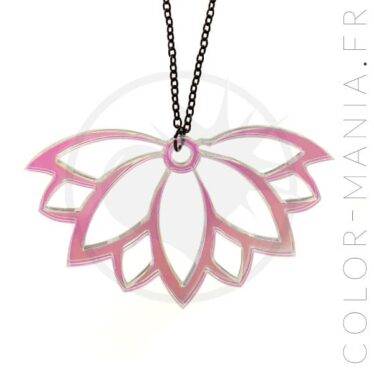 Collier Fleur de Lotus Transparent Irisé | Color-Mania