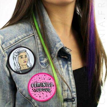 Patch Khaleesi Noir et Blanc et Patch Rose Feminist & Proud | Color-Mania