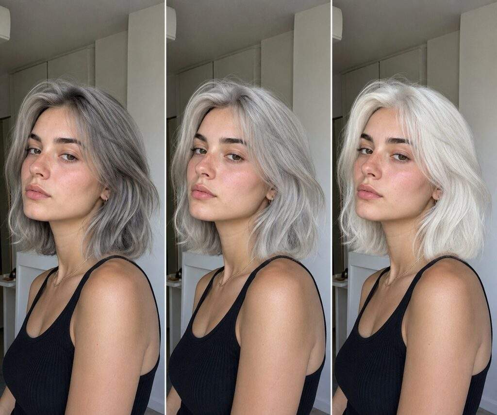 comparatif cheveux gris argente blanc