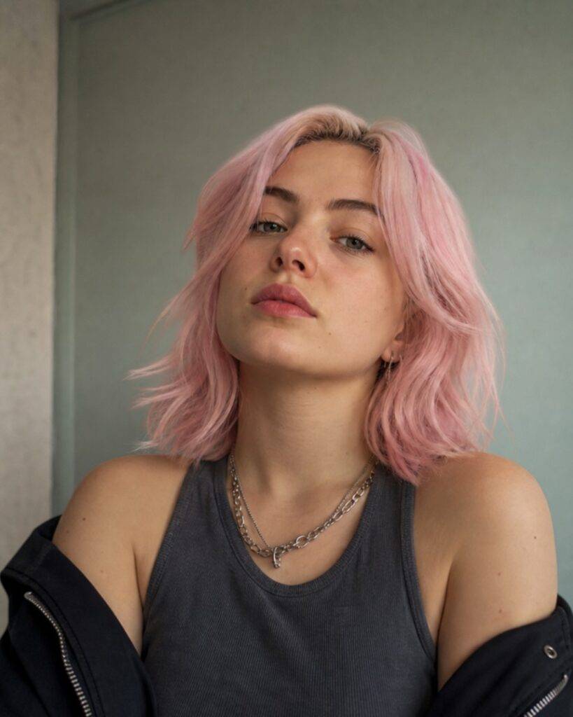 cheveux pastels roses