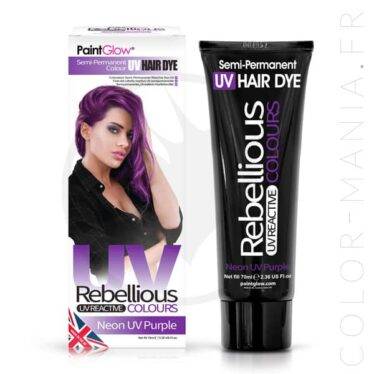 Coloration Cheveux Violet Neon UV Purple - Rebellious | Color-Mania.fr