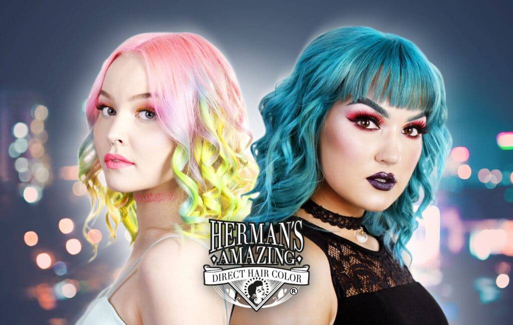 Femmes aux cheveux colorés avec les colorations Herman's Amazing