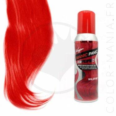 Bombe de spray cheveux rouge Manic Panic et mèche de résultat