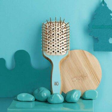 Brosse Démêlante Bambou Bleu Ocean Breeze Carré Mini - ILU BambooM!