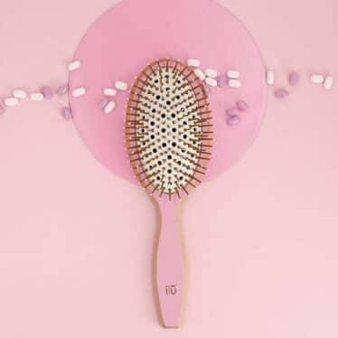 Brosse Démêlante Bambou Rose Flamingo Ovale Large - ILU BambooM!