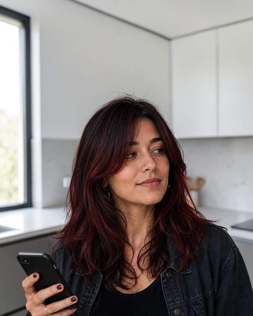 cheveux grenat